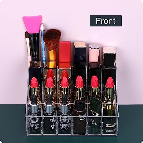 MOSIKER Lipstick Organizer - Small Clear Plastic 24-Slot Cosmetic Storage for Lip Gloss, Chapstick, Perfume Samples, and Mascara - görsel 14