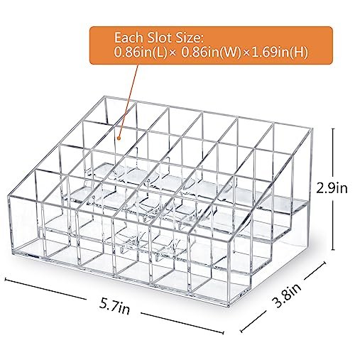 MOSIKER Lipstick Organizer - Small Clear Plastic 24-Slot Cosmetic Storage for Lip Gloss, Chapstick, Perfume Samples, and Mascara - görsel 4