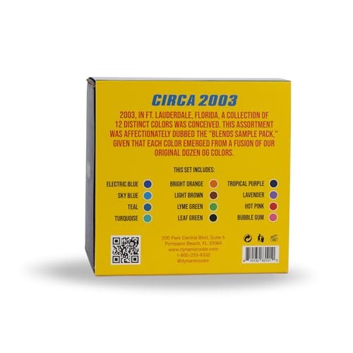 Dynamic Color Co - Circa Color Set 1oz: 12 Vibrant Tattoo Inks (Electric Blue, Sky Blue, Teal, Turquoise, Bright Orange, Light Brown, Lime Green, Leaf Green, Tropical Purple, Lavender, Hot Pink, Bubble Gum Pink) Avelisse