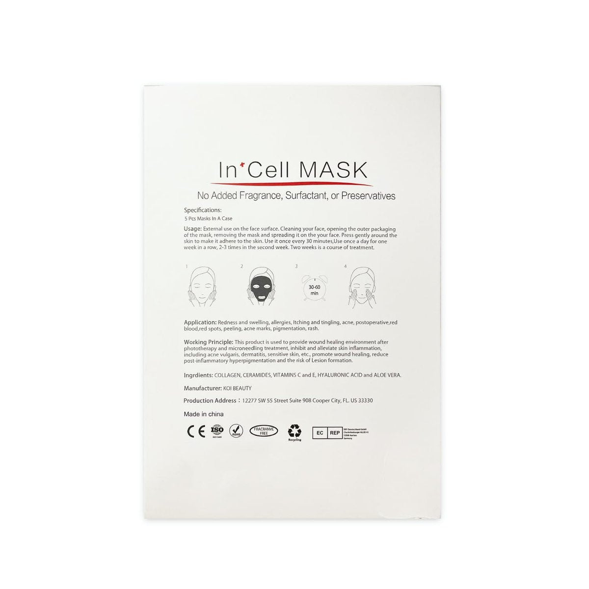 Koi Beauty Post Microneedling Soothing Mask - Cooling & Deep Hydration Sheet Mask for Face Redness Relief after Derma Roller or Microneedle Pen Treatment, Calming Skin Care - 5 Packs Avelisse