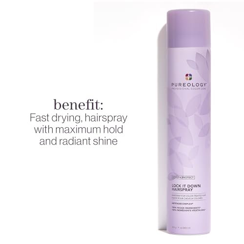 Pureology Style + Protect Lock It Down Hairspray for Color-Treated Hair, Maximum Hold, 11 oz Avelisse