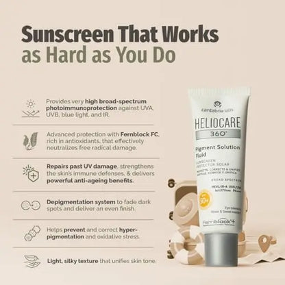 Heliocare 360 Pigment Solution Fluid SPF50 – Daily Sunscreen with Pigment Control, 50ml Avelisse