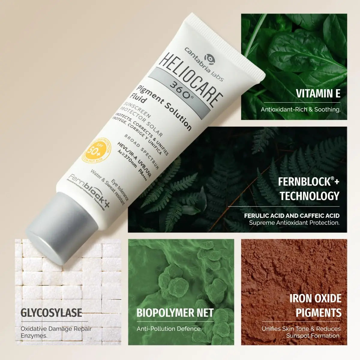 Heliocare 360 Pigment Solution Fluid SPF50 – Daily Sunscreen with Pigment Control, 50ml Avelisse