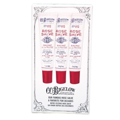 C.O. Bigelow Rose Salve Tubes, Pack of 3 - All Purpose Lip Balm & Skin Moisturizer, 0.5 oz Each Avelisse