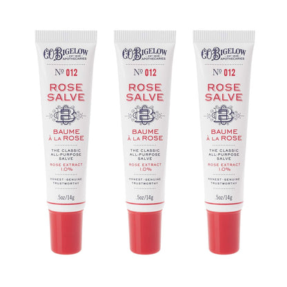 C.O. Bigelow Rose Salve Tubes, Pack of 3 - All Purpose Lip Balm & Skin Moisturizer, 0.5 oz Each Avelisse