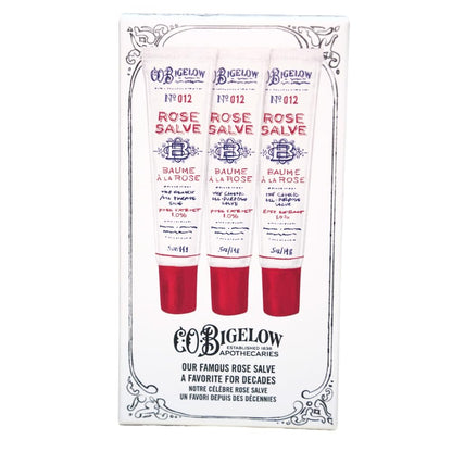 C.O. Bigelow Rose Salve Tubes, Pack of 3 - All Purpose Lip Balm & Skin Moisturizer, 0.5 oz Each Avelisse