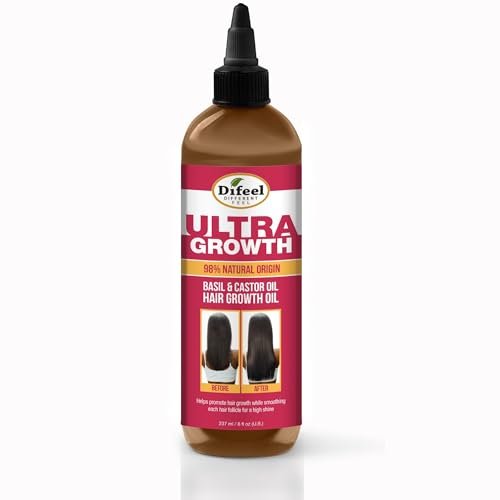 Difeel Ultra Growth Basil & Castor Hair Growth Oil - 8 oz. for Thicker, Stronger Hair - görsel 1