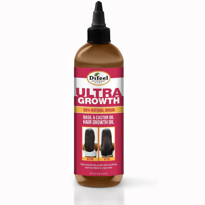 Difeel Ultra Growth Basil & Castor Hair Growth Oil - 8 oz. for Thicker, Stronger Hair