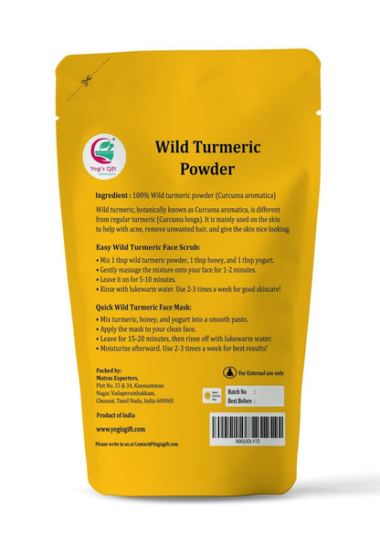100% Pure Wild Turmeric Powder for Face & Skin – Kasturi Manjal (Curcuma Aromatica) – 8 oz (227g) – Promotes Glowing Skin – Yogi's Gift