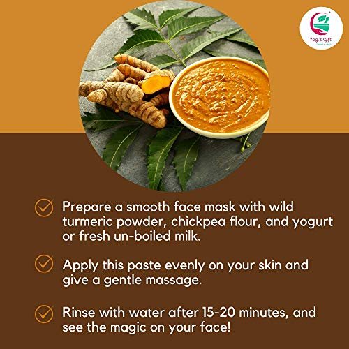 100% Pure Wild Turmeric Powder for Face & Skin – Kasturi Manjal (Curcuma Aromatica) – 8 oz (227g) – Promotes Glowing Skin – Yogi's Gift - görsel 11