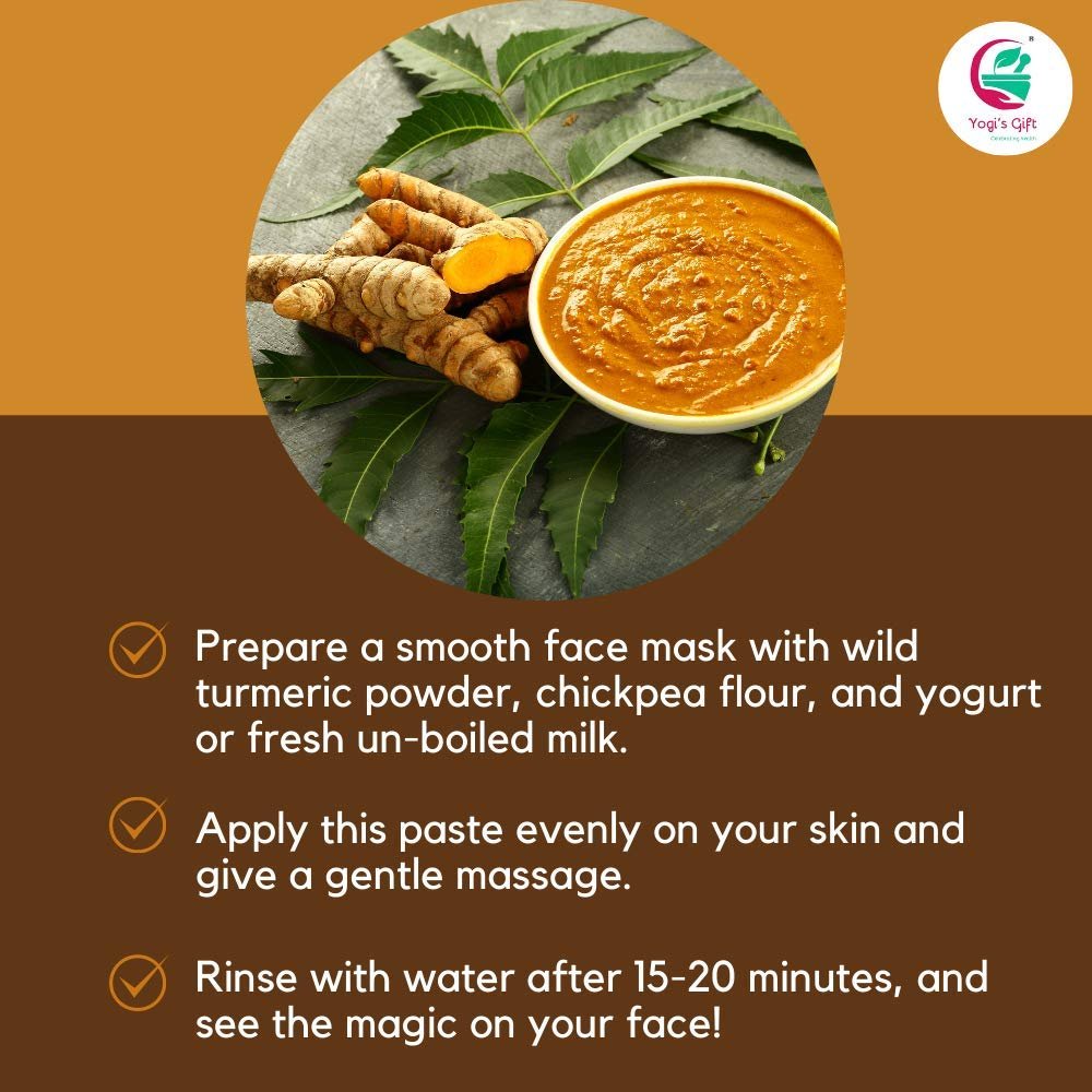 100% Pure Wild Turmeric Powder for Face & Skin – Kasturi Manjal (Curcuma Aromatica) – 8 oz (227g) – Promotes Glowing Skin – Yogi's Gift - görsel 10