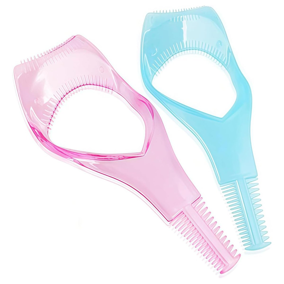 2-Pack 3-in-1 Mascara Tool: Eyelash Shield, Applicator Guide, and Comb Brush for Flawless Lashes (Pink & Blue) - görsel 1