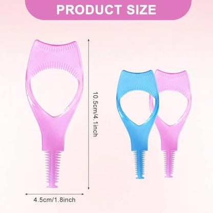 2-Pack 3-in-1 Mascara Tool: Eyelash Shield, Applicator Guide, and Comb Brush for Flawless Lashes (Pink & Blue)