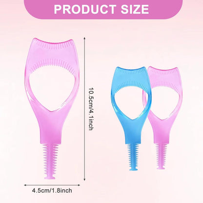 2-Pack 3-in-1 Mascara Tool: Eyelash Shield, Applicator Guide, and Comb Brush for Flawless Lashes (Pink & Blue)