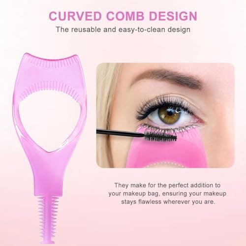 2-Pack 3-in-1 Mascara Tool: Eyelash Shield, Applicator Guide, and Comb Brush for Flawless Lashes (Pink & Blue) - görsel 10