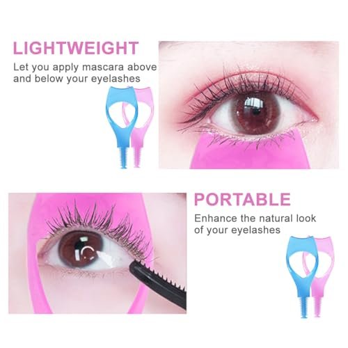 2-Pack 3-in-1 Mascara Tool: Eyelash Shield, Applicator Guide, and Comb Brush for Flawless Lashes (Pink & Blue) - görsel 12