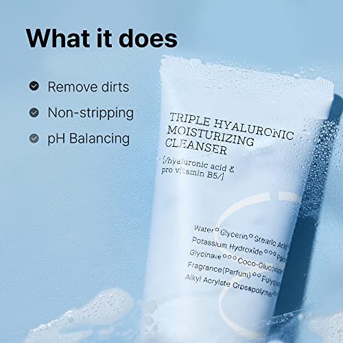 COSRX Hydrium Triple Hyaluronic Moisturizing Cleanser - 150ml | Hydrating Daily Face Wash for Dry Skin with Hyaluronic Acid & Vitamin B5, Paraben-Free, Cruelty-Free Korean Skincare - görsel 6