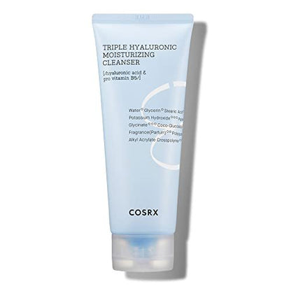COSRX Hydrium Triple Hyaluronic Moisturizing Cleanser - 150ml | Hydrating Daily Face Wash for Dry Skin with Hyaluronic Acid & Vitamin B5, Paraben-Free, Cruelty-Free Korean Skincare