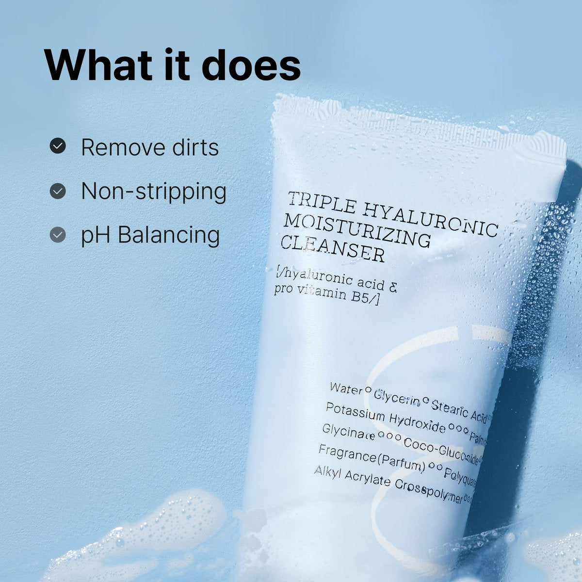 COSRX Hydrium Triple Hyaluronic Moisturizing Cleanser - 150ml | Hydrating Daily Face Wash for Dry Skin with Hyaluronic Acid & Vitamin B5, Paraben-Free, Cruelty-Free Korean Skincare - görsel 5