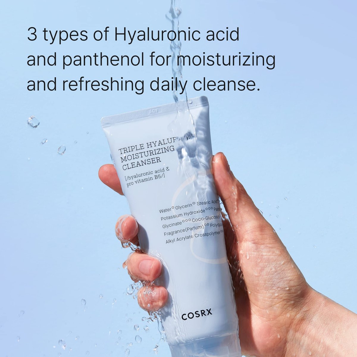 COSRX Hydrium Triple Hyaluronic Moisturizing Cleanser - 150ml | Hydrating Daily Face Wash for Dry Skin with Hyaluronic Acid & Vitamin B5, Paraben-Free, Cruelty-Free Korean Skincare - görsel 3