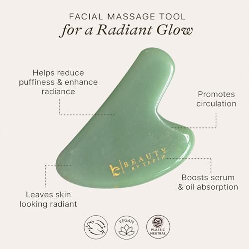 Beauty by Earth Jade Gua Sha Facial Tool – Natural Face Sculpting & Lymphatic Drainage Massager for Jawline, Cheeks, and Eyes Avelisse