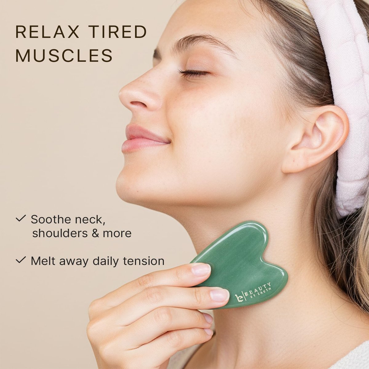 Beauty by Earth Jade Gua Sha Facial Tool – Natural Face Sculpting & Lymphatic Drainage Massager for Jawline, Cheeks, and Eyes Avelisse