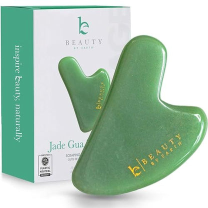 Beauty by Earth Jade Gua Sha Facial Tool – Natural Face Sculpting & Lymphatic Drainage Massager for Jawline, Cheeks, and Eyes Avelisse