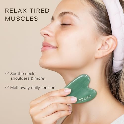 Beauty by Earth Jade Gua Sha Facial Tool – Natural Face Sculpting & Lymphatic Drainage Massager for Jawline, Cheeks, and Eyes Avelisse