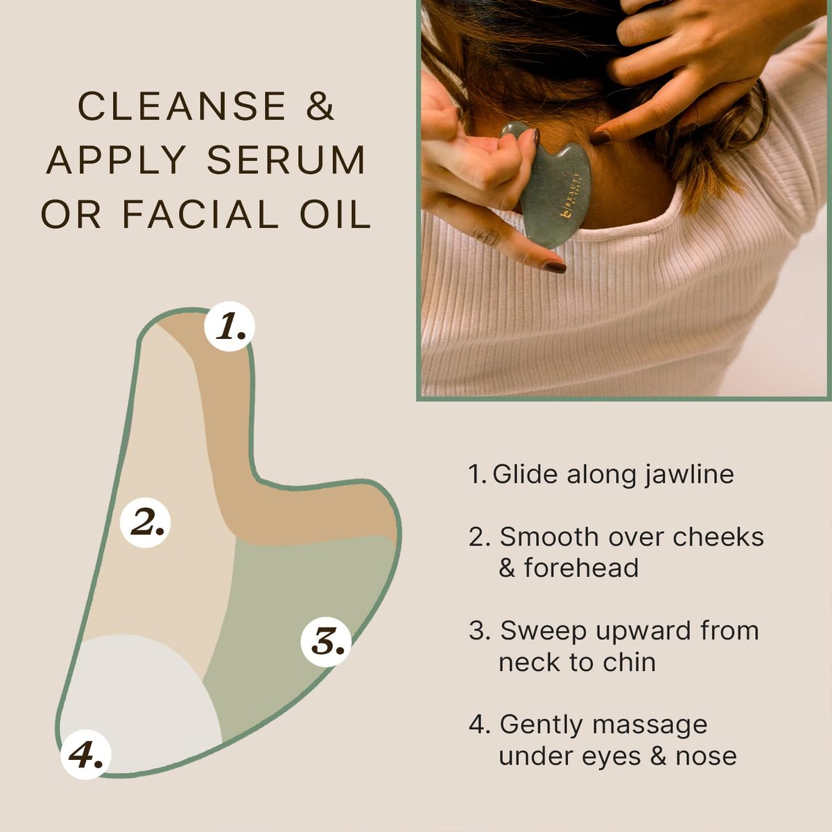 Beauty by Earth Jade Gua Sha Facial Tool – Natural Face Sculpting & Lymphatic Drainage Massager for Jawline, Cheeks, and Eyes Avelisse