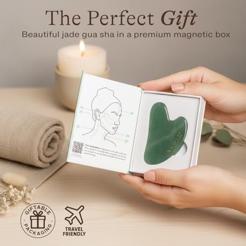 Beauty by Earth Jade Gua Sha Facial Tool – Natural Face Sculpting & Lymphatic Drainage Massager for Jawline, Cheeks, and Eyes Avelisse