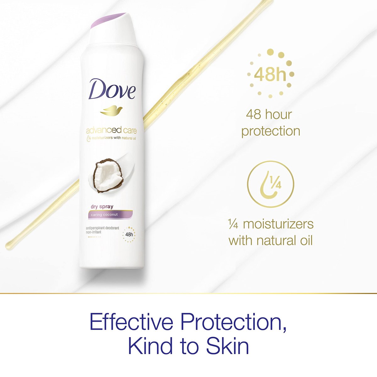 Dove Advanced Care Dry Spray Antiperspirant Deodorant Caring Coconut, 48-Hour Protection, 3.8 oz (Pack of 3) Avelisse