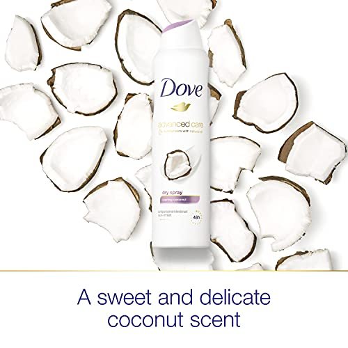 Dove Advanced Care Dry Spray Antiperspirant Deodorant Caring Coconut, 48-Hour Protection, 3.8 oz (Pack of 3) Avelisse