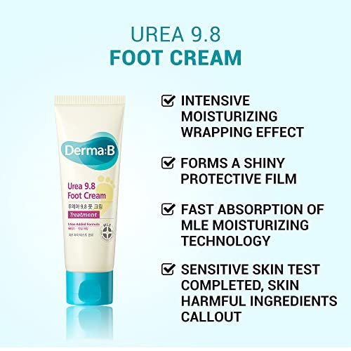Derma B Urea 9.8% Foot Cream – Intensive Moisture for Dry, Cracked Heels | Hypoallergenic with Camellia Oil, 2.7 fl oz - görsel 4