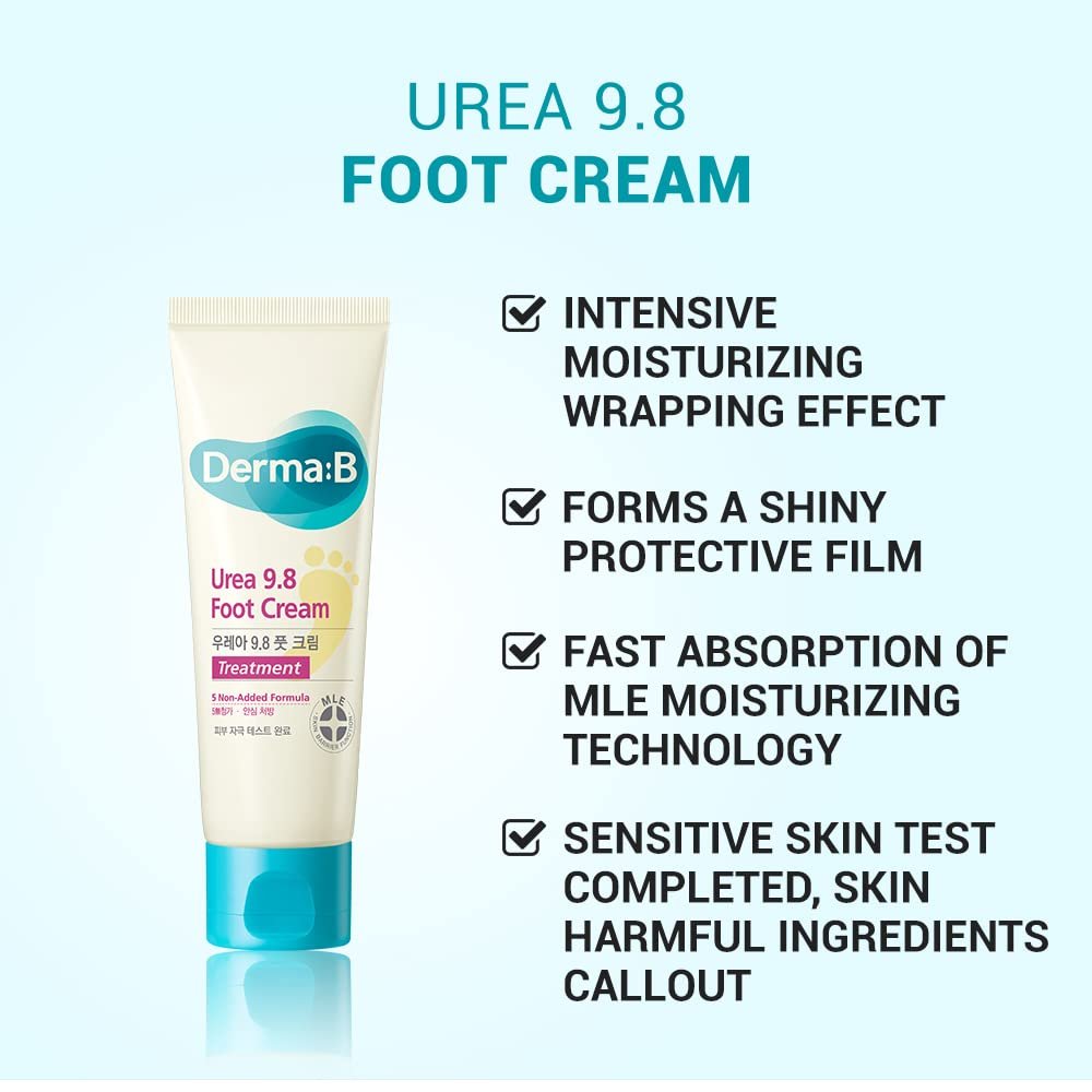 Derma B Urea 9.8% Foot Cream – Intensive Moisture for Dry, Cracked Heels | Hypoallergenic with Camellia Oil, 2.7 fl oz - görsel 3