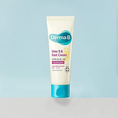 Derma B Urea 9.8% Foot Cream – Intensive Moisture for Dry, Cracked Heels | Hypoallergenic with Camellia Oil, 2.7 fl oz