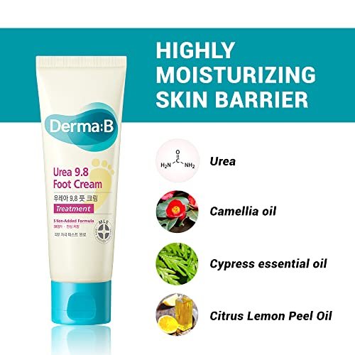 Derma B Urea 9.8% Foot Cream – Intensive Moisture for Dry, Cracked Heels | Hypoallergenic with Camellia Oil, 2.7 fl oz - görsel 6