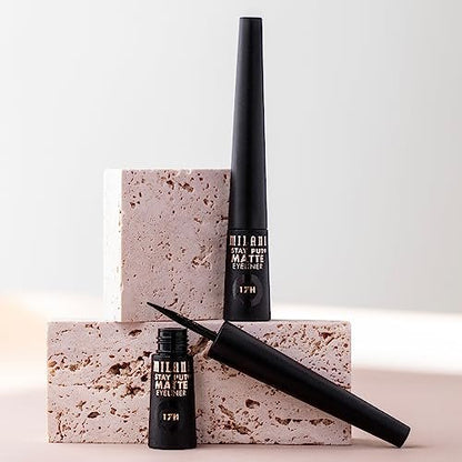 Milani Stay Put Matte Liquid Eyeliner - Black, Waterproof, 17H Wear, Cruelty-Free, Vegan