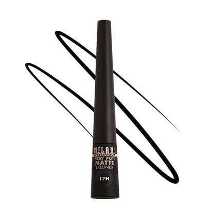 Milani Stay Put Matte Liquid Eyeliner - Black, Waterproof, 17H Wear, Cruelty-Free, Vegan