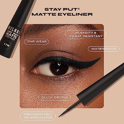 Milani Stay Put Matte Liquid Eyeliner - Black, Waterproof, 17H Wear, Cruelty-Free, Vegan - görsel 3