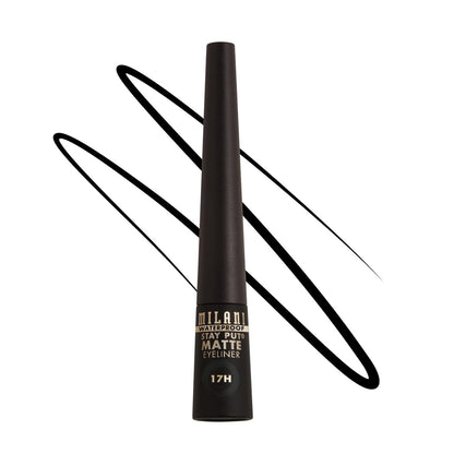 Milani Stay Put Matte Liquid Eyeliner - Black, Waterproof, 17H Wear, Cruelty-Free, Vegan