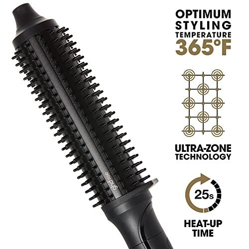ghd Rise Volumizing Hot Hair Brush - Professional 1.25" Hot Brush for Dry Hair with Maximum Root Lift, 2x Volume, 365ºF Safe Styling Temperature Technology and Auto Sleep Mode - Black Avelisse
