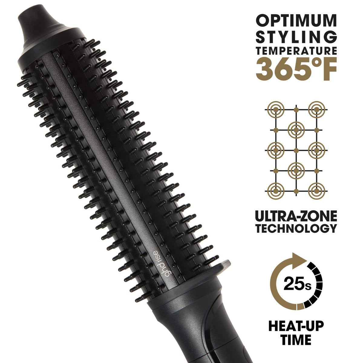 ghd Rise Volumizing Hot Hair Brush - Professional 1.25" Hot Brush for Dry Hair with Maximum Root Lift, 2x Volume, 365ºF Safe Styling Temperature Technology and Auto Sleep Mode - Black Avelisse