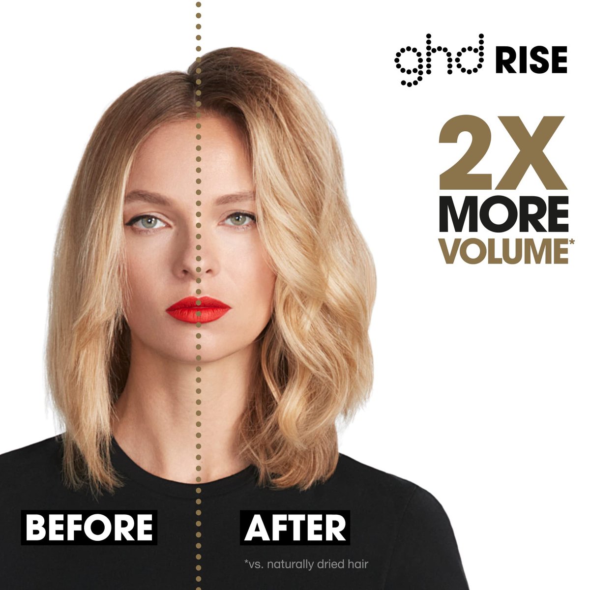 ghd Rise Volumizing Hot Hair Brush - Professional 1.25" Hot Brush for Dry Hair with Maximum Root Lift, 2x Volume, 365ºF Safe Styling Temperature Technology and Auto Sleep Mode - Black Avelisse