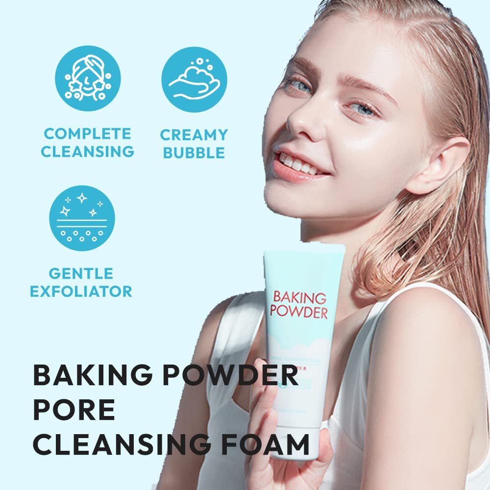 ETUDE Baking Powder Pore Cleansing Foam - Deep Cleansing Face Wash with Micro Baking Powder for Gentle Exfoliation, 5.64 oz - görsel 5