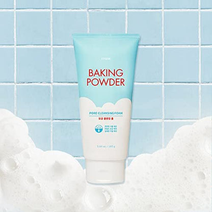ETUDE Baking Powder Pore Cleansing Foam - Deep Cleansing Face Wash with Micro Baking Powder for Gentle Exfoliation, 5.64 oz