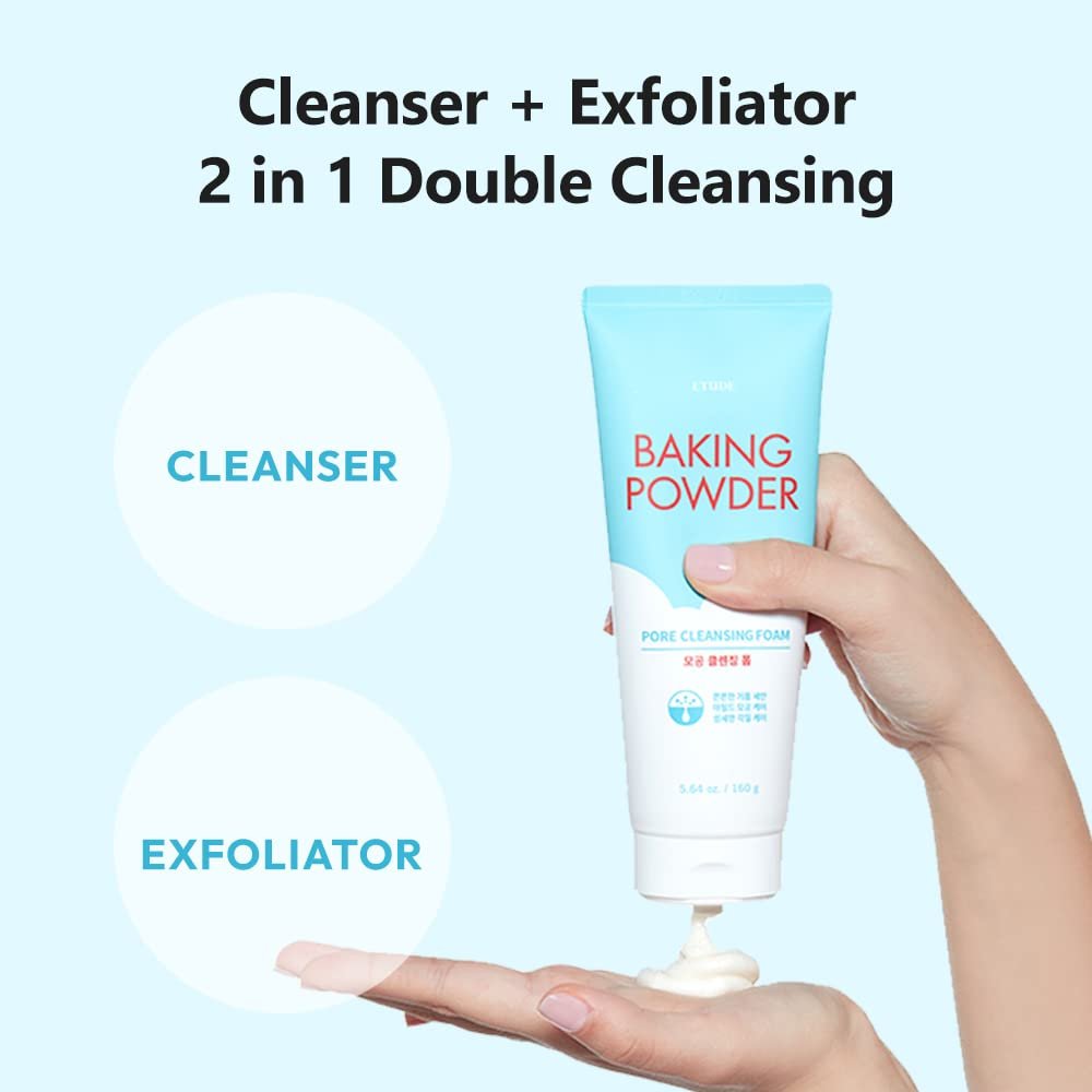 ETUDE Baking Powder Pore Cleansing Foam - Deep Cleansing Face Wash with Micro Baking Powder for Gentle Exfoliation, 5.64 oz - görsel 11