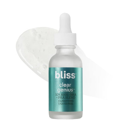 Bliss Clear Genius Clarifying Overnight Liquid Peel - 1 Fl Oz - Non-Irritating Exfoliating Night Treatment for Clear Pores, Vegan & Cruelty-Free