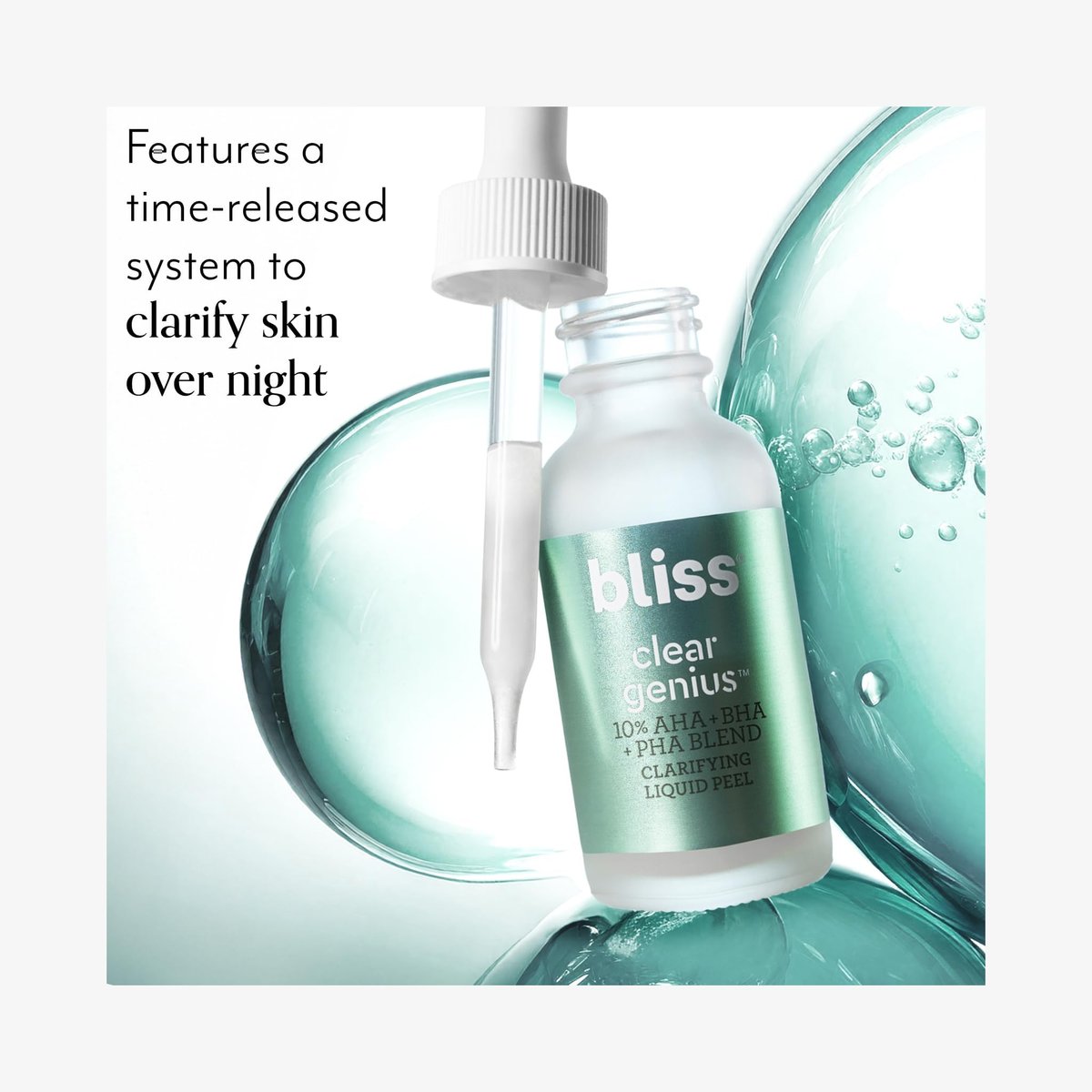 Bliss Clear Genius Clarifying Overnight Liquid Peel - 1 Fl Oz - Non-Irritating Exfoliating Night Treatment for Clear Pores, Vegan & Cruelty-Free - görsel 5