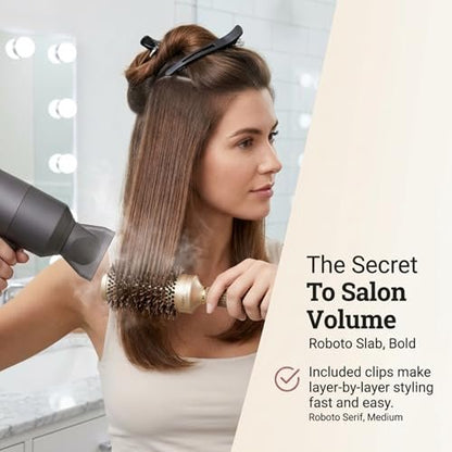 Ndure Beauty Hair Brush for Blow Drying, Curling & Straightening - Ceramic & Ionic Boar Bristles Barrel Brush with 4 Clips Included Avelisse