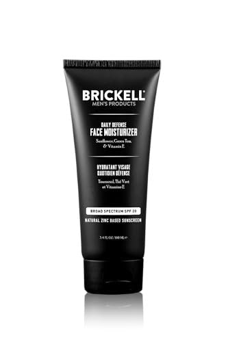 Brickell Men's Daily Defense SPF20 Face Moisturizer for Men - Natural & Organic Zinc Oxide Sunscreen, Hydrates & Protects Against UVA/B Rays, 3.4 oz, Unscented Avelisse